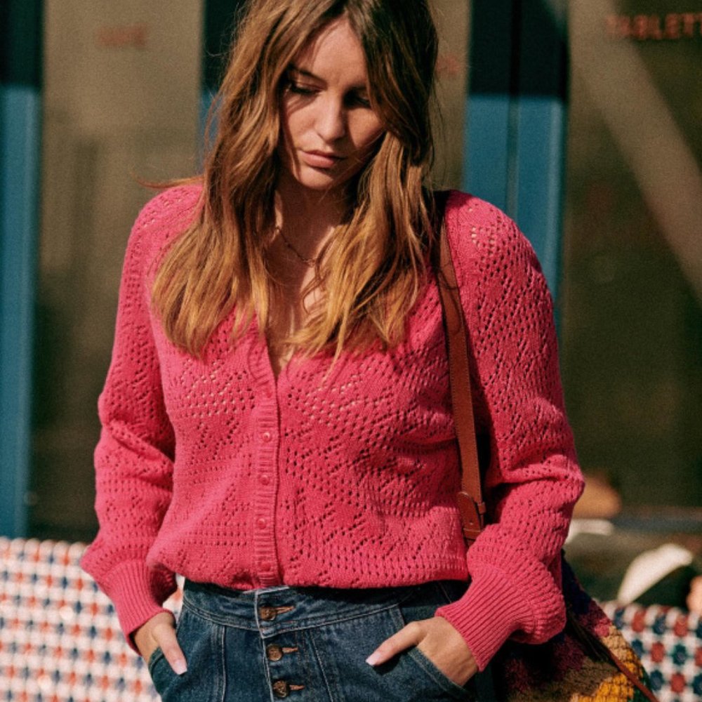 NWT Sézane Capucine Cardigan - Bright Pink - Size S